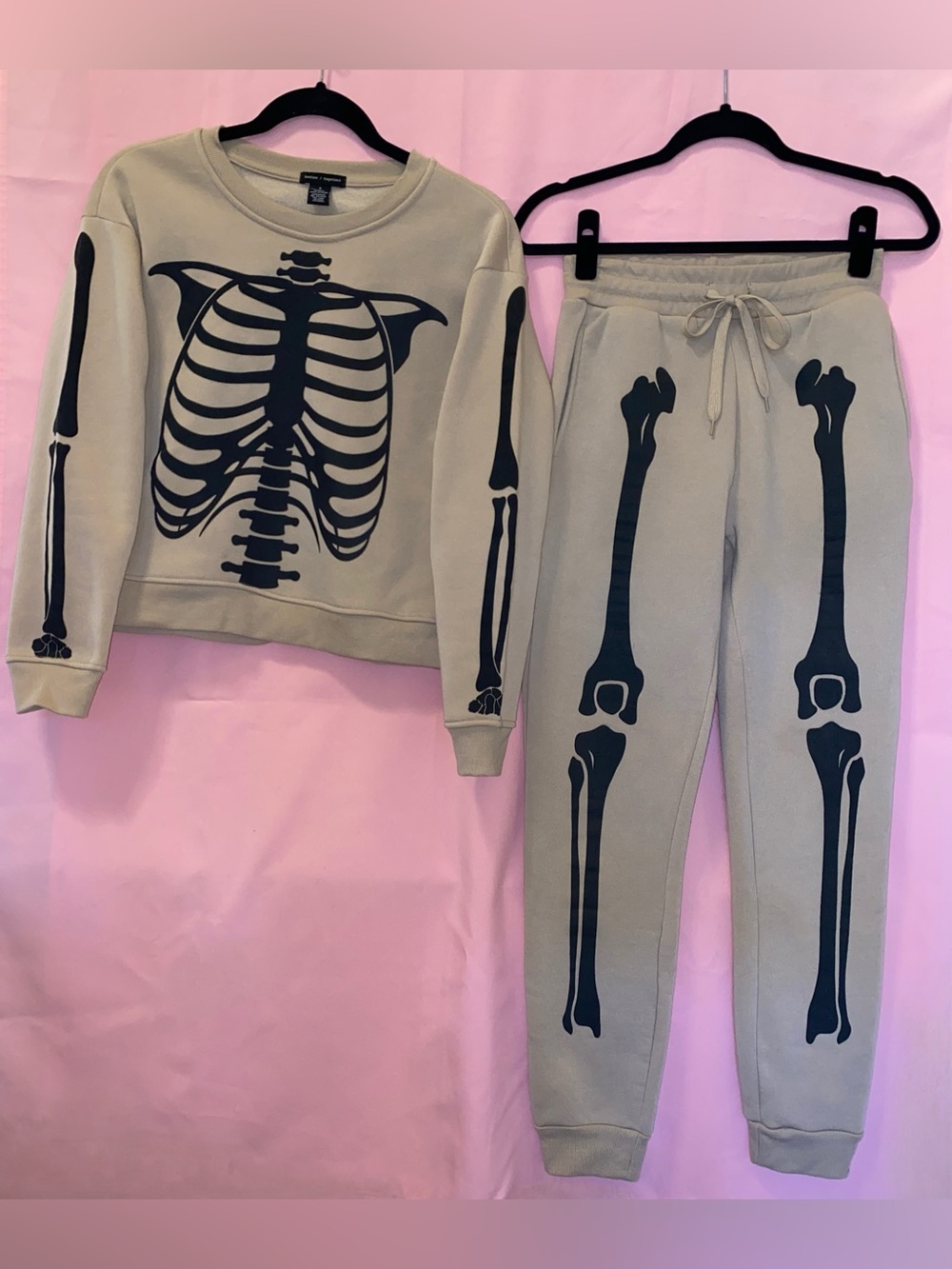 Skeleton Lounge Set Matching Small Black Tan Beige Jogger Sweater Better Togethe